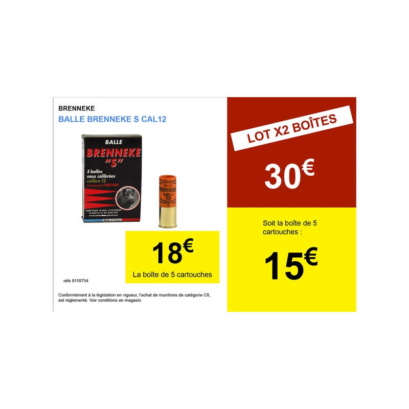 Balle Brenneke S Calibre 12/70 X 5 24g 2 Balle Brenneke S Calibre 12/70 X 5 24g – Image 2