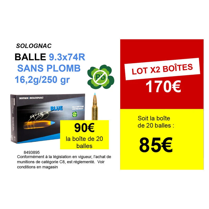 BALLE EXERGY 9,3X74R SANS PLOMB 250 Grains/16,2 Grammes 2 BALLE EXERGY 9,3X74R SANS PLOMB 250 Grains/16,2 Grammes – Image 2
