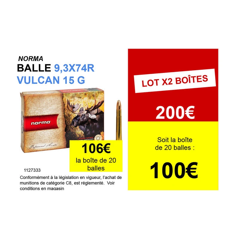 BALLE NORMA 9,3x74R Vulkan 15 Grammes 2 BALLE NORMA 9,3x74R Vulkan 15 Grammes – Image 2