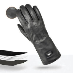 Gants En Cuir Chauffants - Extra Chauds - Noirs -Chasse Fournitures Boutique gants en cuir chauffants extra chauds noirs 3