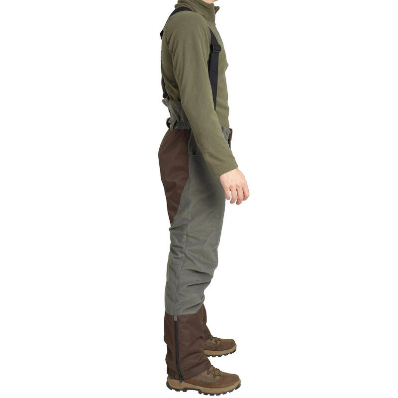 PANTALON CHASSE A BRETELLES CHAUD -20°C VERT 100 4 PANTALON CHASSE A BRETELLES CHAUD -20°C VERT 100 – Image 4