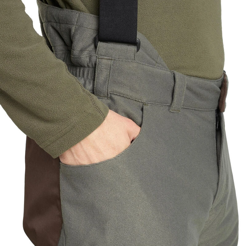 PANTALON CHASSE A BRETELLES CHAUD -20°C VERT 100 8 PANTALON CHASSE A BRETELLES CHAUD -20°C VERT 100 – Image 8