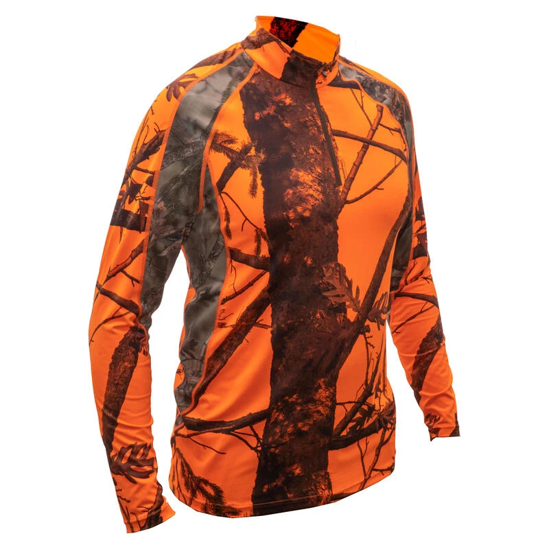 T-SHIRT CHASSE RESPIRANT MANCHES LONGUES CAMOUFLAGE FLUO 500 1 T-SHIRT CHASSE RESPIRANT MANCHES LONGUES CAMOUFLAGE FLUO 500