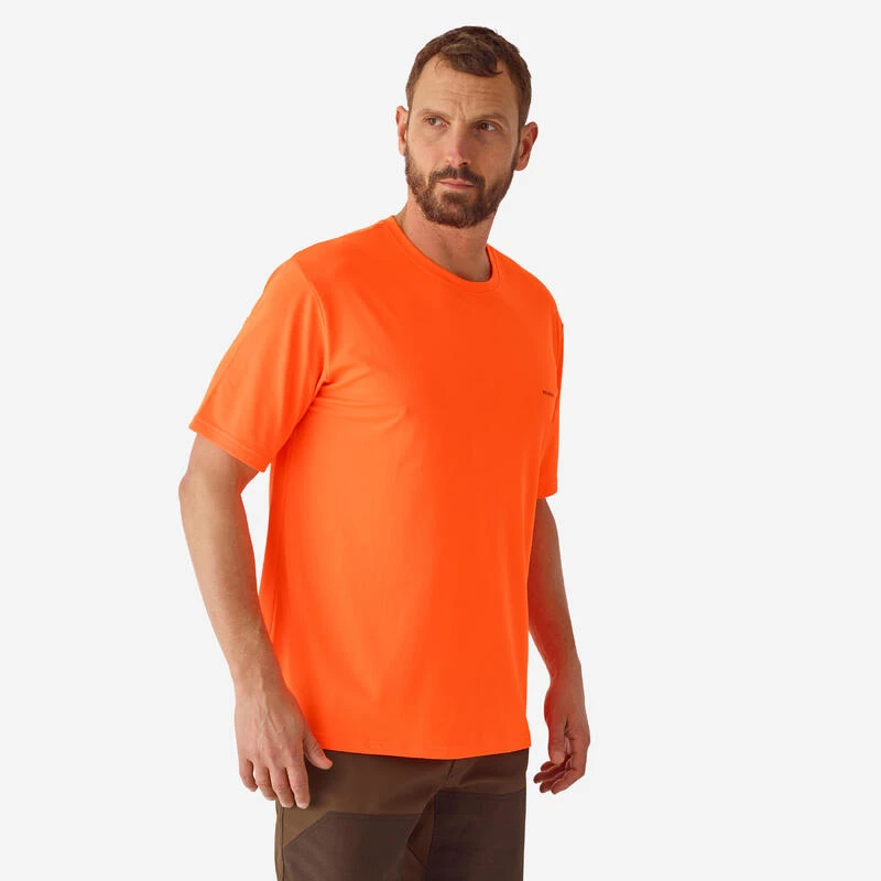 T-SHIRT CHASSE RESPIRANT ORANGE FLUO 300 1 T-SHIRT CHASSE RESPIRANT ORANGE FLUO 300