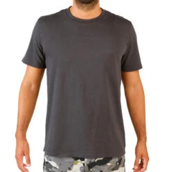 T-shirt Manches Courtes Coton Homme - 100 Carbon Gris
