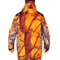 VESTE CHASSE IMPERMÉABLE CHAUDE SILENCIEUSE CAMO FLUO POSTE 500 -Chasse Fournitures Boutique veste chasse impermeable chaude silencieuse camo fluo poste 500 2