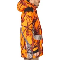 VESTE CHASSE IMPERMÉABLE CHAUDE SILENCIEUSE CAMO FLUO POSTE 500 -Chasse Fournitures Boutique veste chasse impermeable chaude silencieuse camo fluo poste 500 4