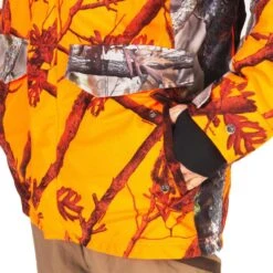 VESTE CHASSE IMPERMÉABLE CHAUDE SILENCIEUSE CAMO FLUO POSTE 500 -Chasse Fournitures Boutique veste chasse impermeable chaude silencieuse camo fluo poste 500 8