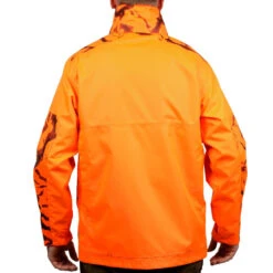 VESTE CHASSE RESISTANTE IMPERMEABLE ORANGE FLUO SUPERTRACK 100 -Chasse Fournitures Boutique veste chasse resistante impermeable orange fluo supertrack 100 4