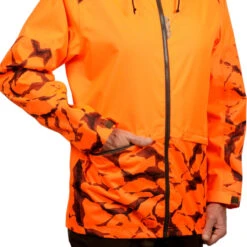 VESTE CHASSE RESISTANTE IMPERMEABLE ORANGE FLUO SUPERTRACK 100 -Chasse Fournitures Boutique veste chasse resistante impermeable orange fluo supertrack 100 5