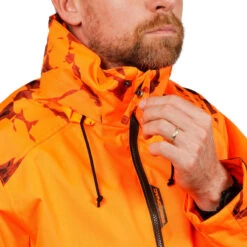 VESTE CHASSE RESISTANTE IMPERMEABLE ORANGE FLUO SUPERTRACK 100 -Chasse Fournitures Boutique veste chasse resistante impermeable orange fluo supertrack 100 8