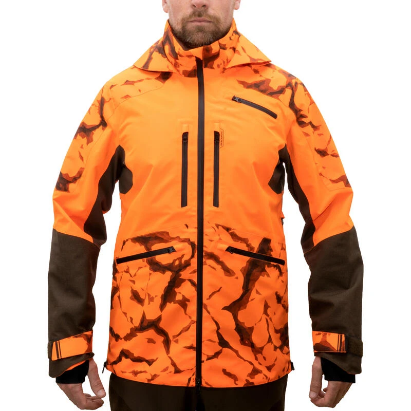 VESTE CHASSE RESISTANTE IMPERMEABLE ORANGE FLUO SUPERTRACK 900 LIGHT 4 VESTE CHASSE RESISTANTE IMPERMEABLE ORANGE FLUO SUPERTRACK 900 LIGHT – Image 4