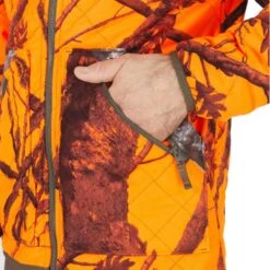 VESTE CHASSE REVERSIBLE SILENCIEUSE CAMOUFLAGE/CAMOUFLAGE FLUO -Chasse Fournitures Boutique veste chasse reversible silencieuse camouflagecamouflage fluo 5