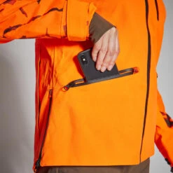 VESTE CHASSE SUPERTRACK FEMME RESISTANTE IMPERMEABLE ORANGE FLUO 500 -Chasse Fournitures Boutique veste chasse supertrack femme resistante impermeable orange fluo 500 5