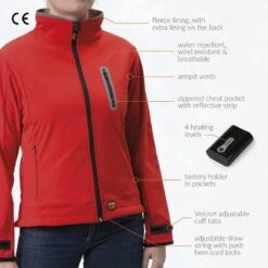 Veste Softshell Chauffante Coupe Étroite Femme - Manteau Coupe-Vent - Rouge -Chasse Fournitures Boutique veste softshell chauffante coupe etroite femme manteau coupe vent rouge 2